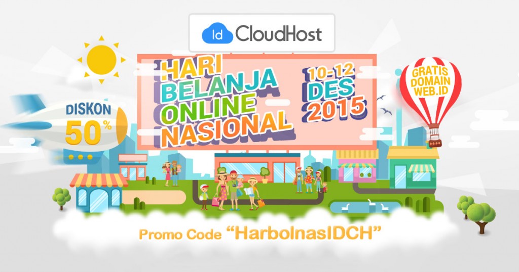 Hari Belanja Online Nasional 2015 HarBolNas - DISKON 50% + GRATIS Domain | IDCloudHost