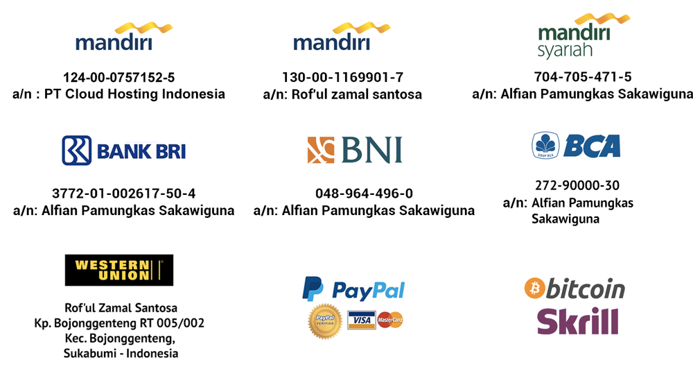 Metode Pembayaran IDCloudHost - PT Cloud Hosting Indonesia