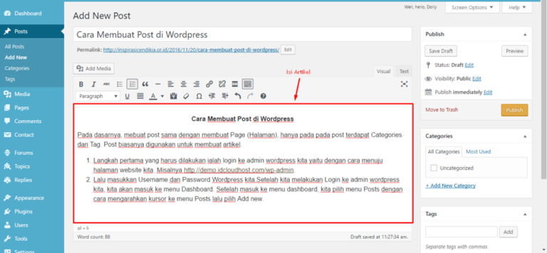 Cara Membuat Postingan Blog Di Wordpress - IDCloudHost