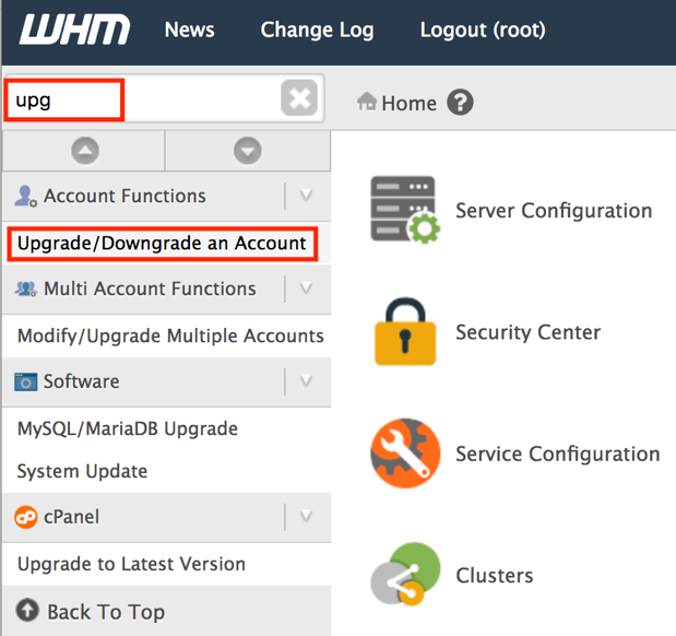 Tutorial Cara Upgrade/Downgrade cPanel Account di WHM