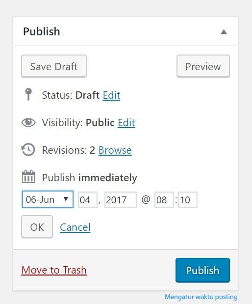 mengatur waktu posting pada artikel wordpress