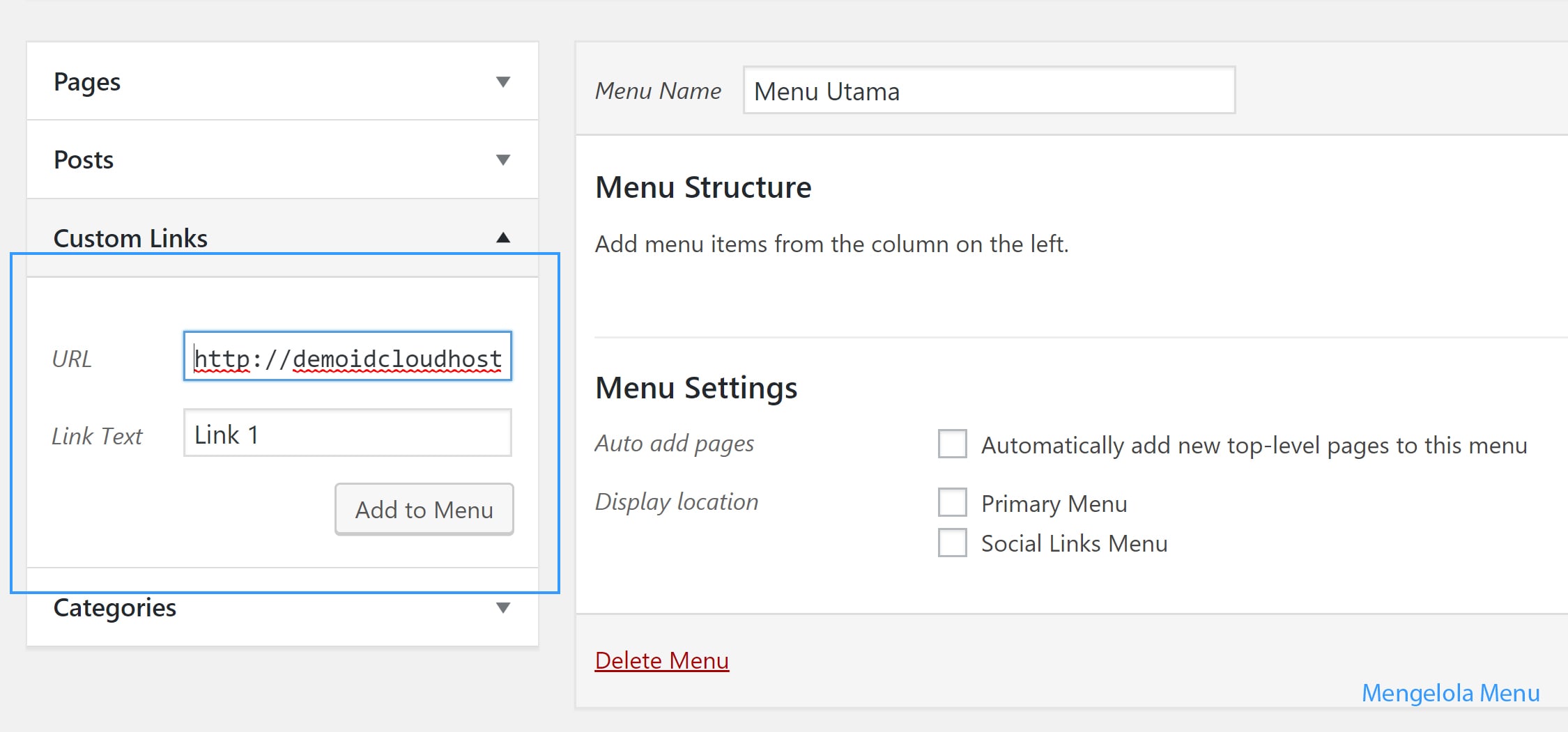 mengelola menu pada wordpress