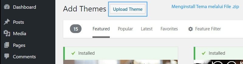 menginstall tema pada wordpress