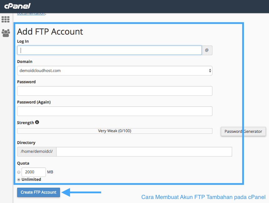 Cara Membuat Akun FTP Tambahan pada cPanel