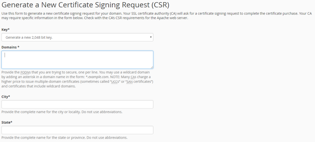 Certificate signing request