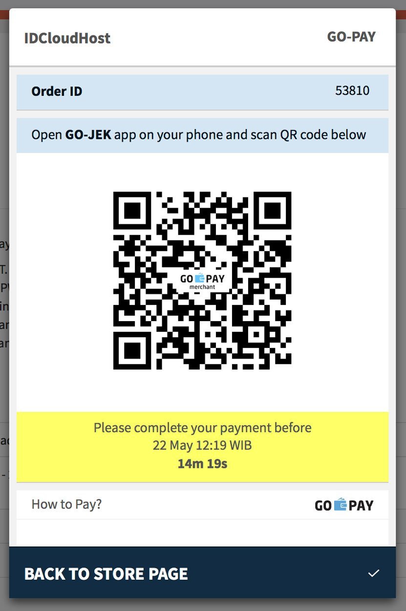 Pembayaran Layanan IDCloudHost via GOPAY