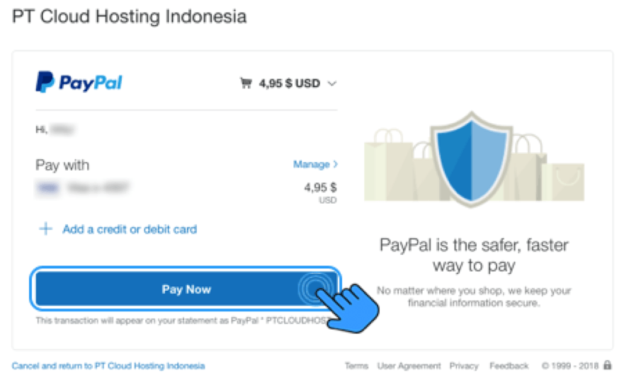 Pembayaran Layanan IDCloudHost via Paypal