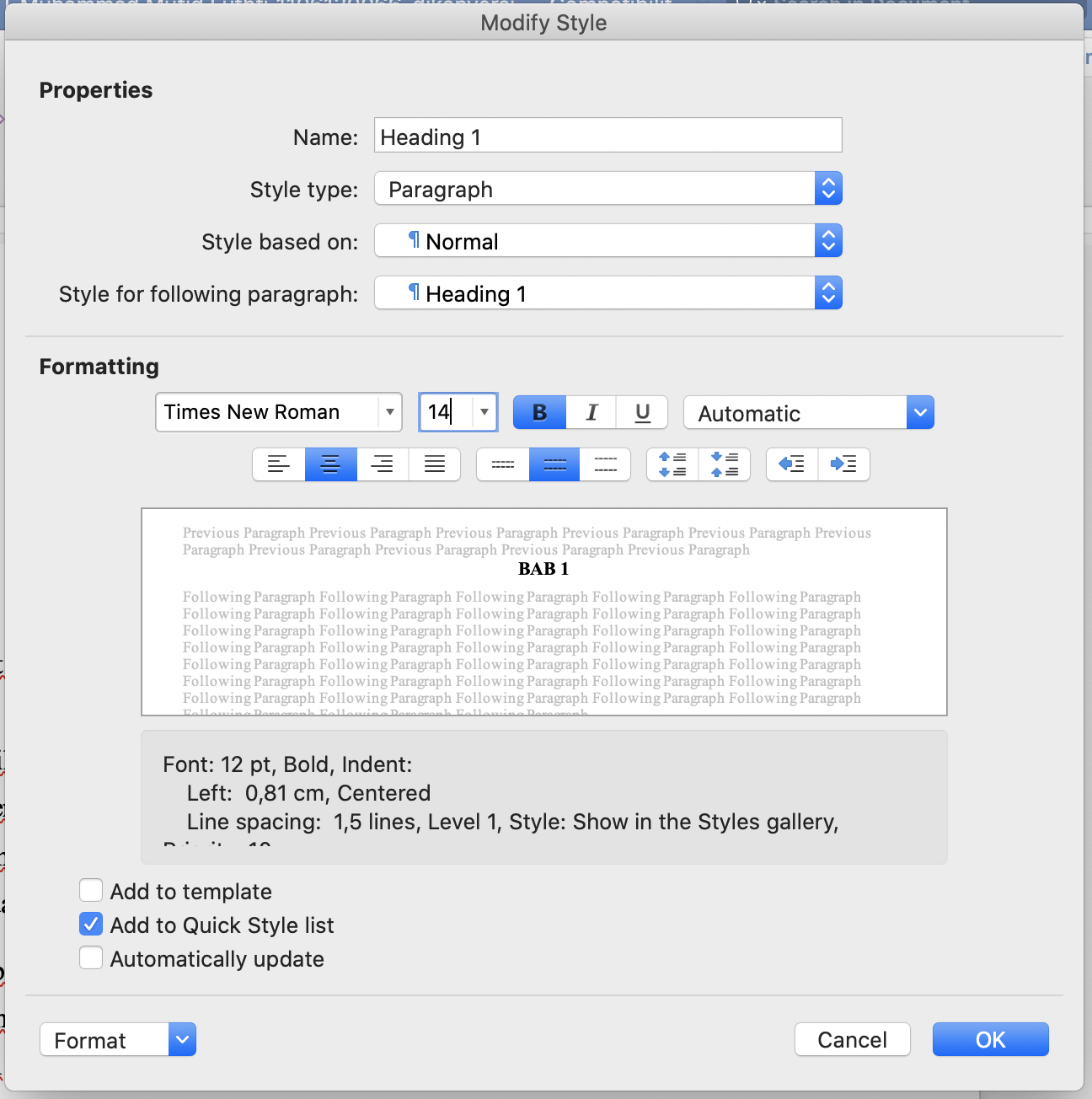 heading styles in word 2016