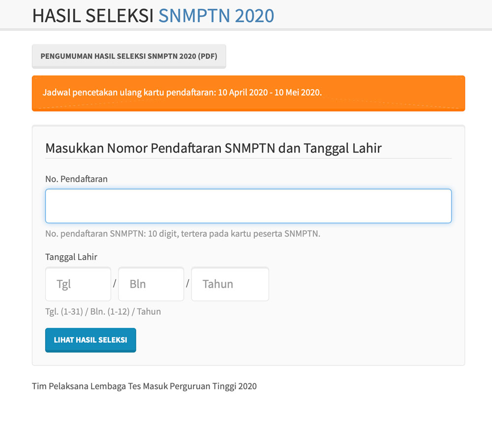 Daftar Link Melihat Pengumuman Seleksi Nasional Masuk Perguruan Tinggi Negeri (SNMPTN) 2020