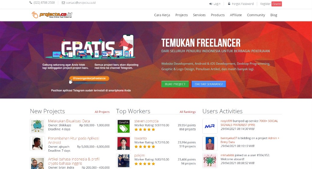 Kumpulan Situs Web Kerja Freelance Indonesia - IDCloudHost