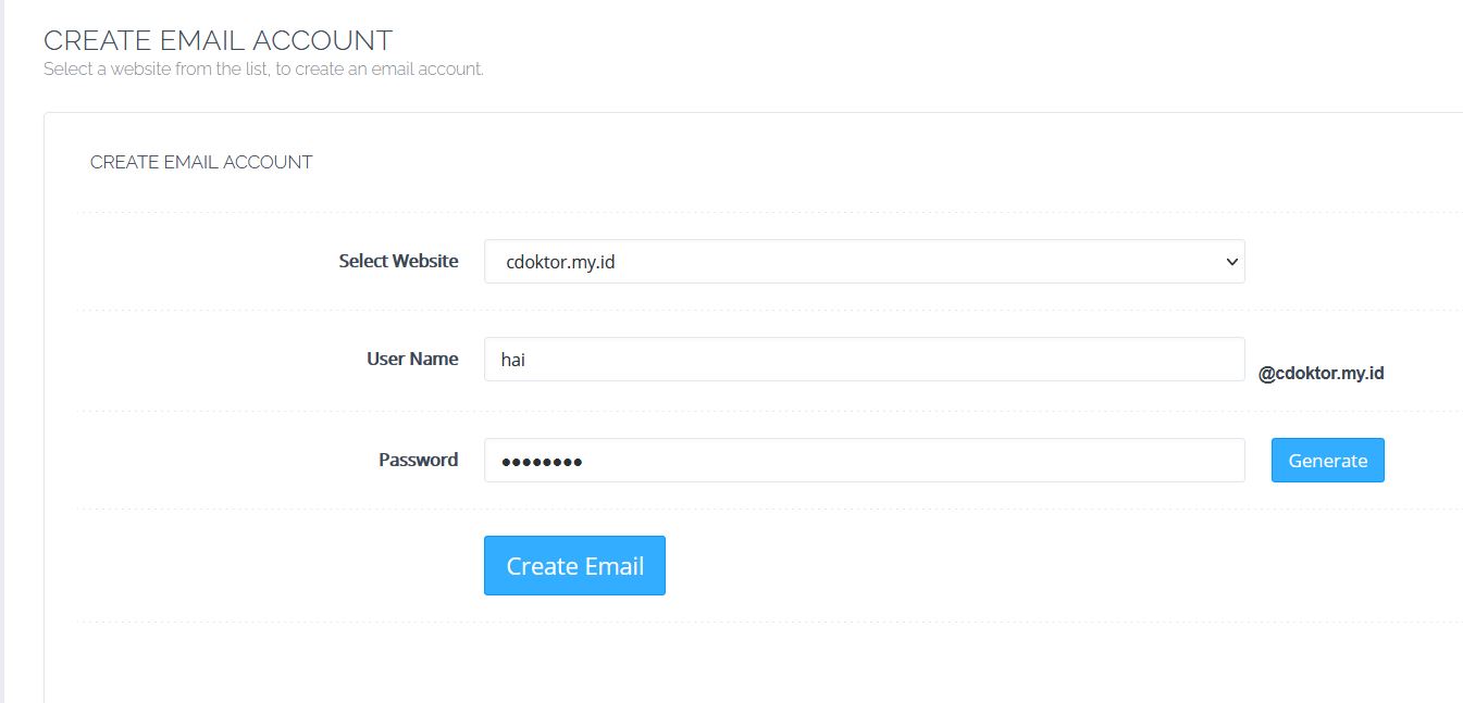 Isi Data Buat Email Cyberpanel