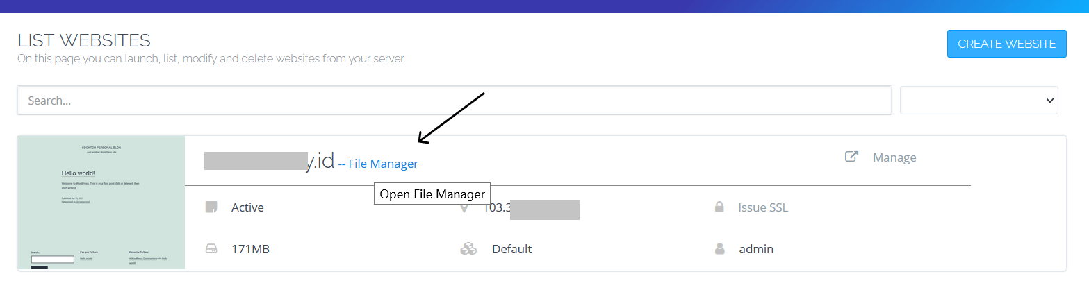 File Manager Cyberpanel IDCloudHost