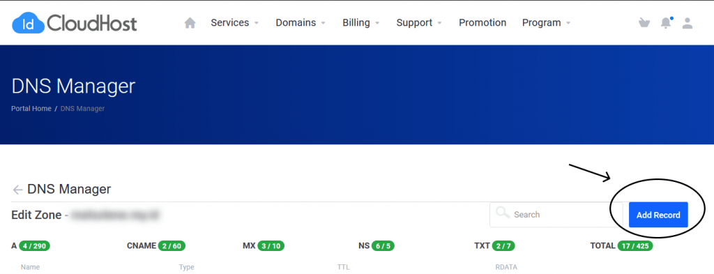 Cara Edit DNS Zone Domain IDCloudHost - IDCloudHost