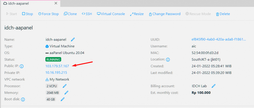 Cara Instal AaPanel di Cloud VPS (One Click Deploy) - IDCloudHost