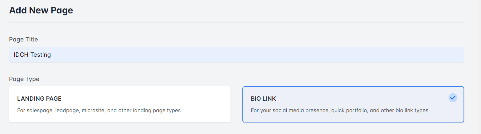 website instan untuk bio link