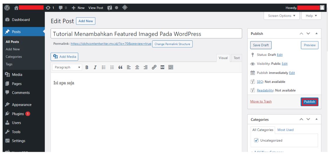 Cara Menambahkan Featured Image Atau Thumbnail Di WordPress